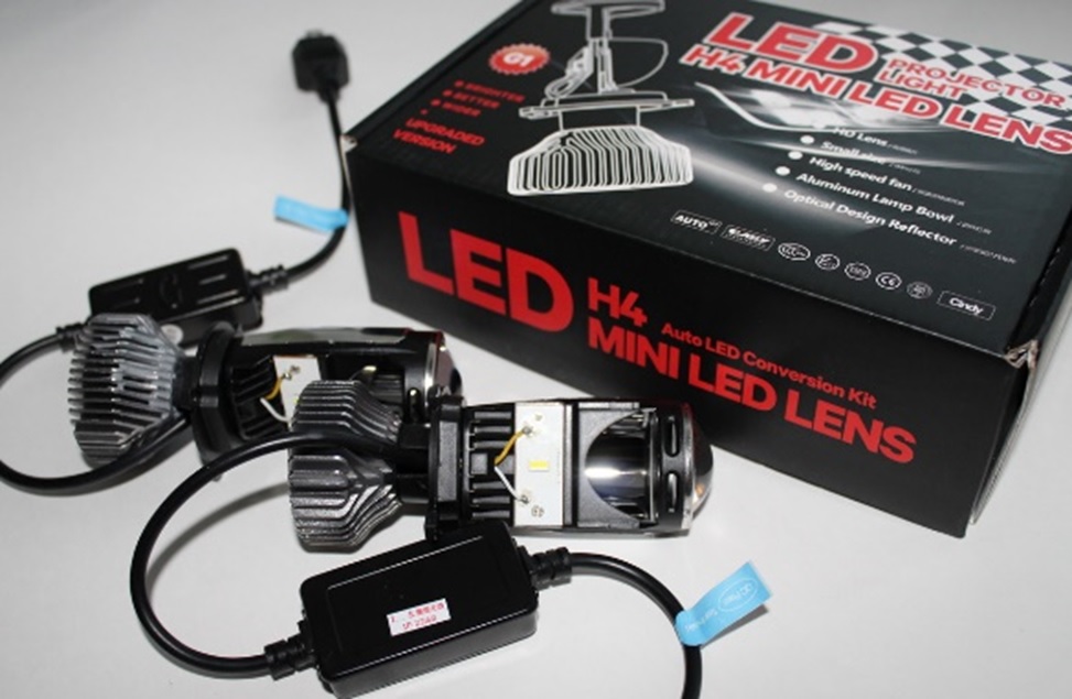 Светодиодные мини би-линзы H4 Mini LED lens 5500K 12V без вентилятора