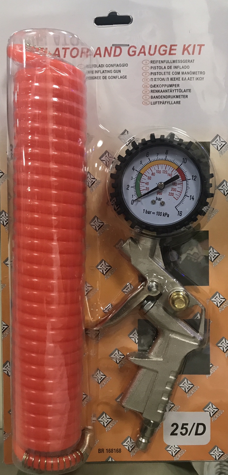 Пистолет подкачки со шлангом с манометром