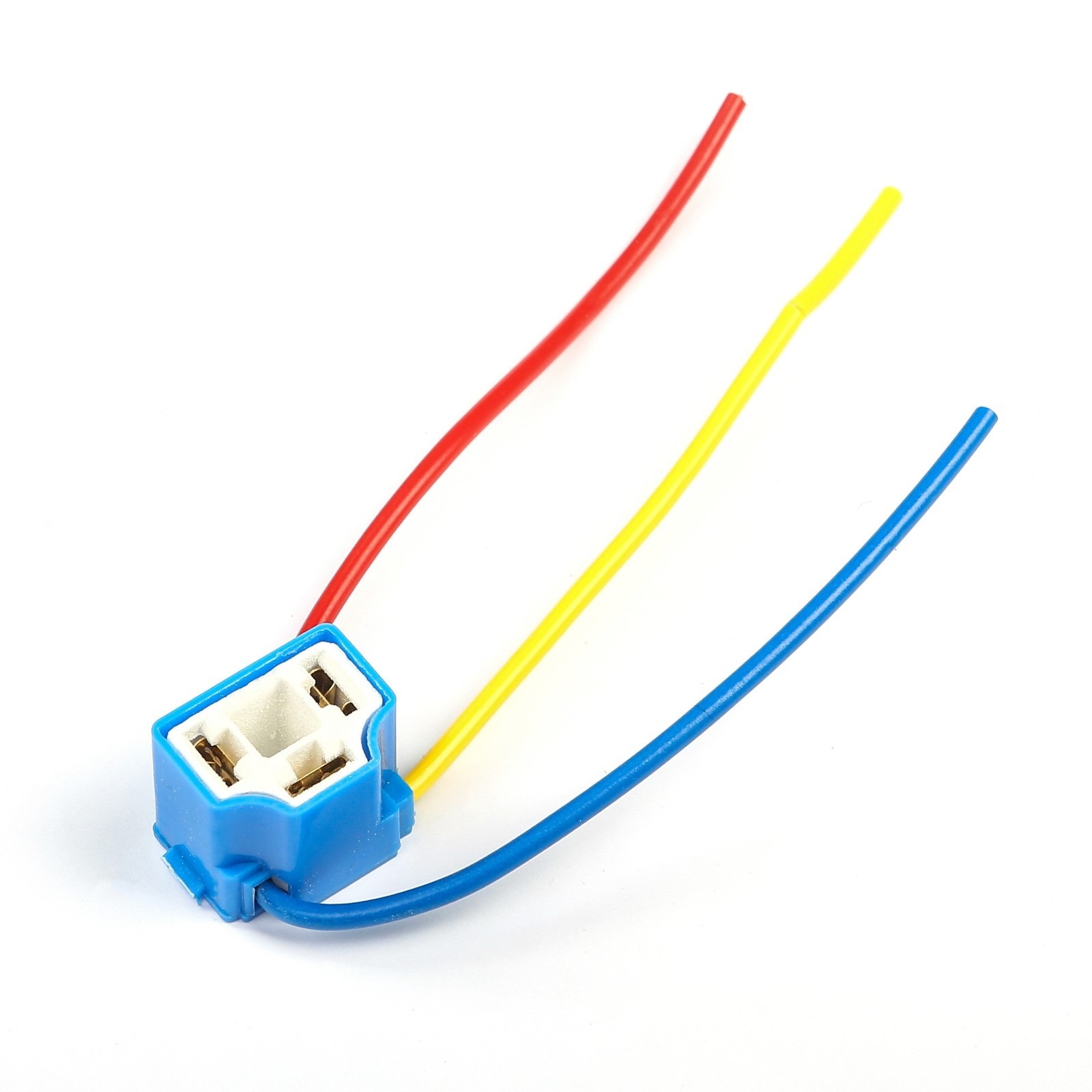 Разъём керамический для лампы H4 (1,5mm2)  синий (с изогнутыми проводами)