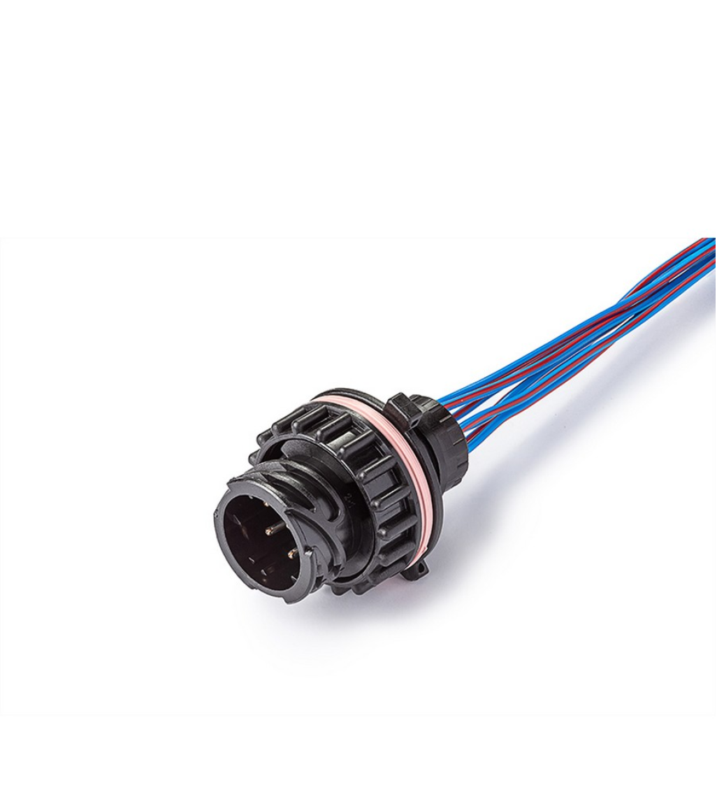 Разъем 7-контактный угловой герметичный штыревой для фонарей и фар ГАЗ,КАМАЗ,МАЗ с проводами в гофре