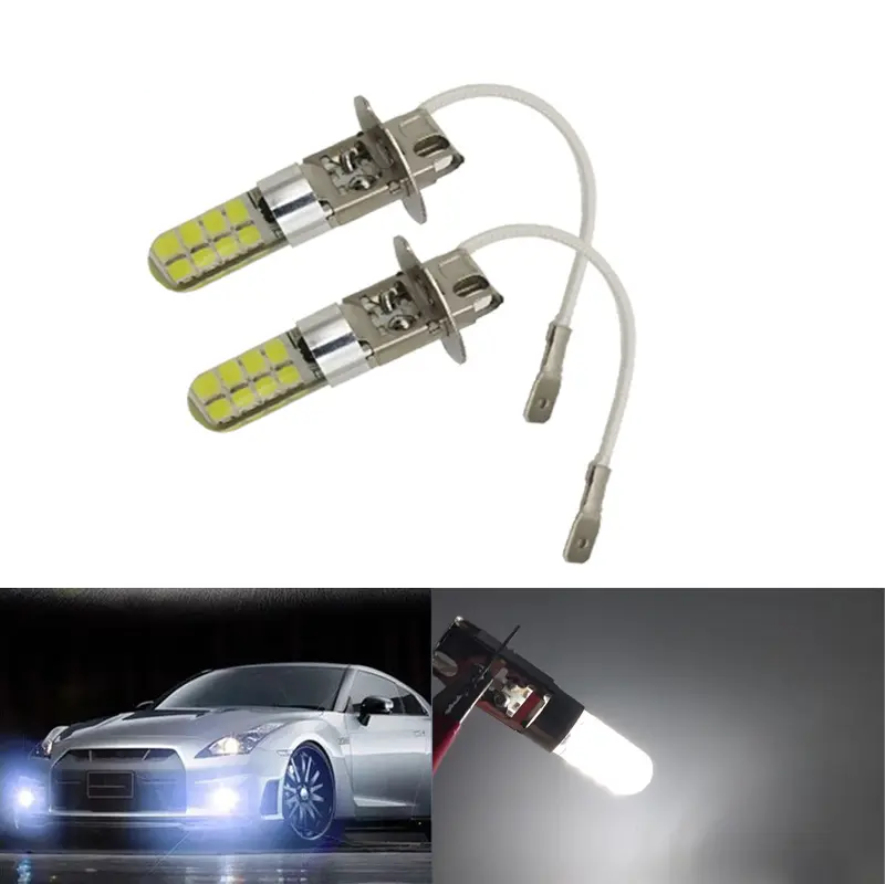 Лампа светодиодная H3 16SMD SILICON 3030 W 12-24V с проводом(ЗА 1 ШТ.)