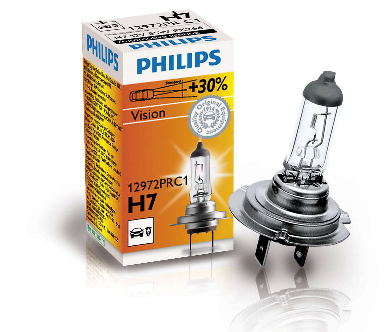 Галогенная лампочка PHILIPS H7 12V 55W (PX26d) +30%