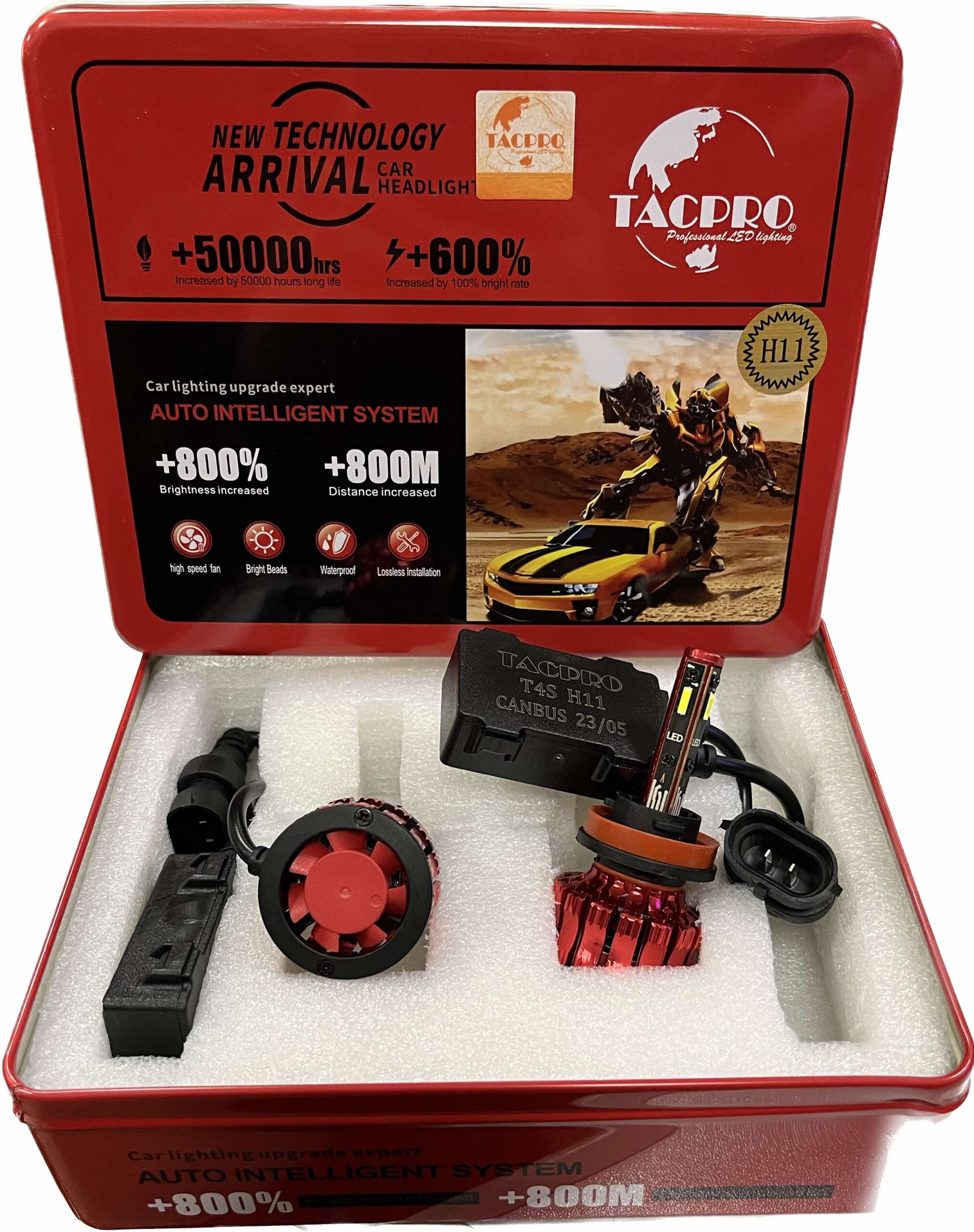 Лампа светодиодная CREE T4S - H4 60W-6000LM 9-32v (вентил) под линзу со стабилизатором напряжения