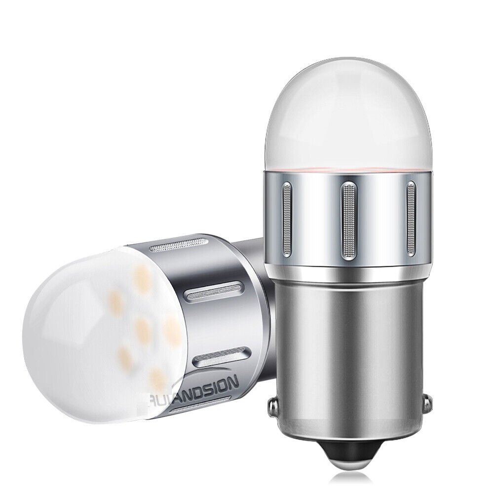 Лампочка светодиодная 1156 6SMD 3030 12V Yellow бол цок 1конт прямые усы