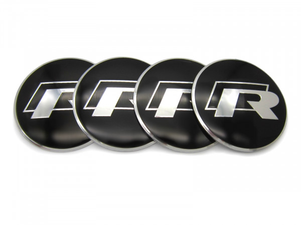 Наклейка на колпак R Черные к-т 4 шт  d 55