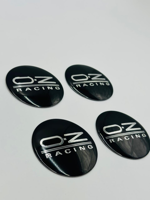 Наклейка на колпак OZ к-т 4 шт d55 Черный-серебро (Пластик)
