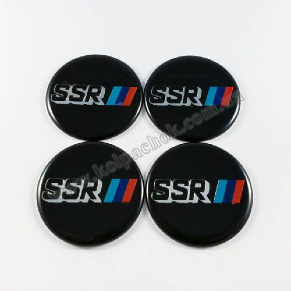 Наклейка на колпак SSR Черный к-т 4 шт  d 55