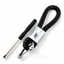 Брелок с кожаным плетеным ремешком BMW M