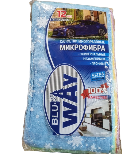 Салфетки Микрофибра Blu way 12шт в упак. 35х40
