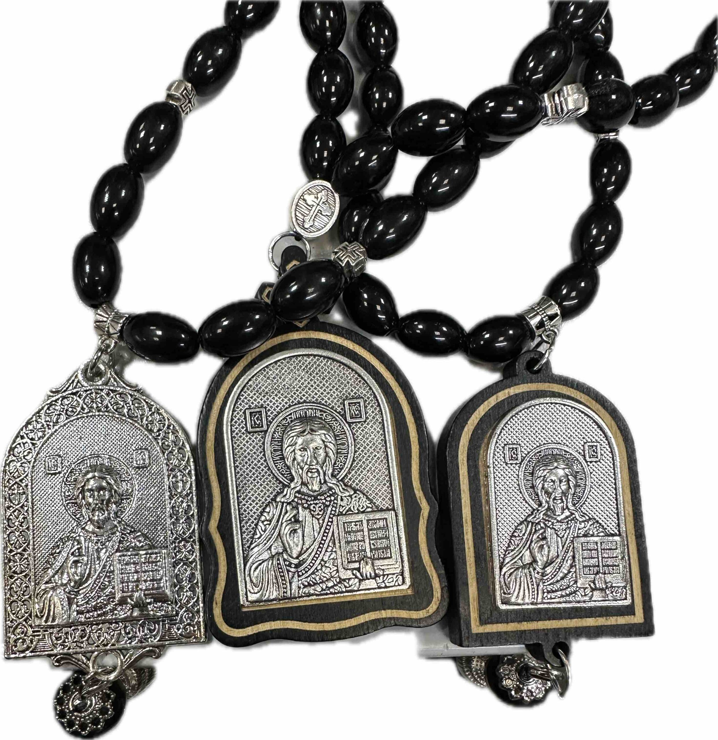 Подвеска черная Иконка (с черной бахрамой) Николай Чудотворец