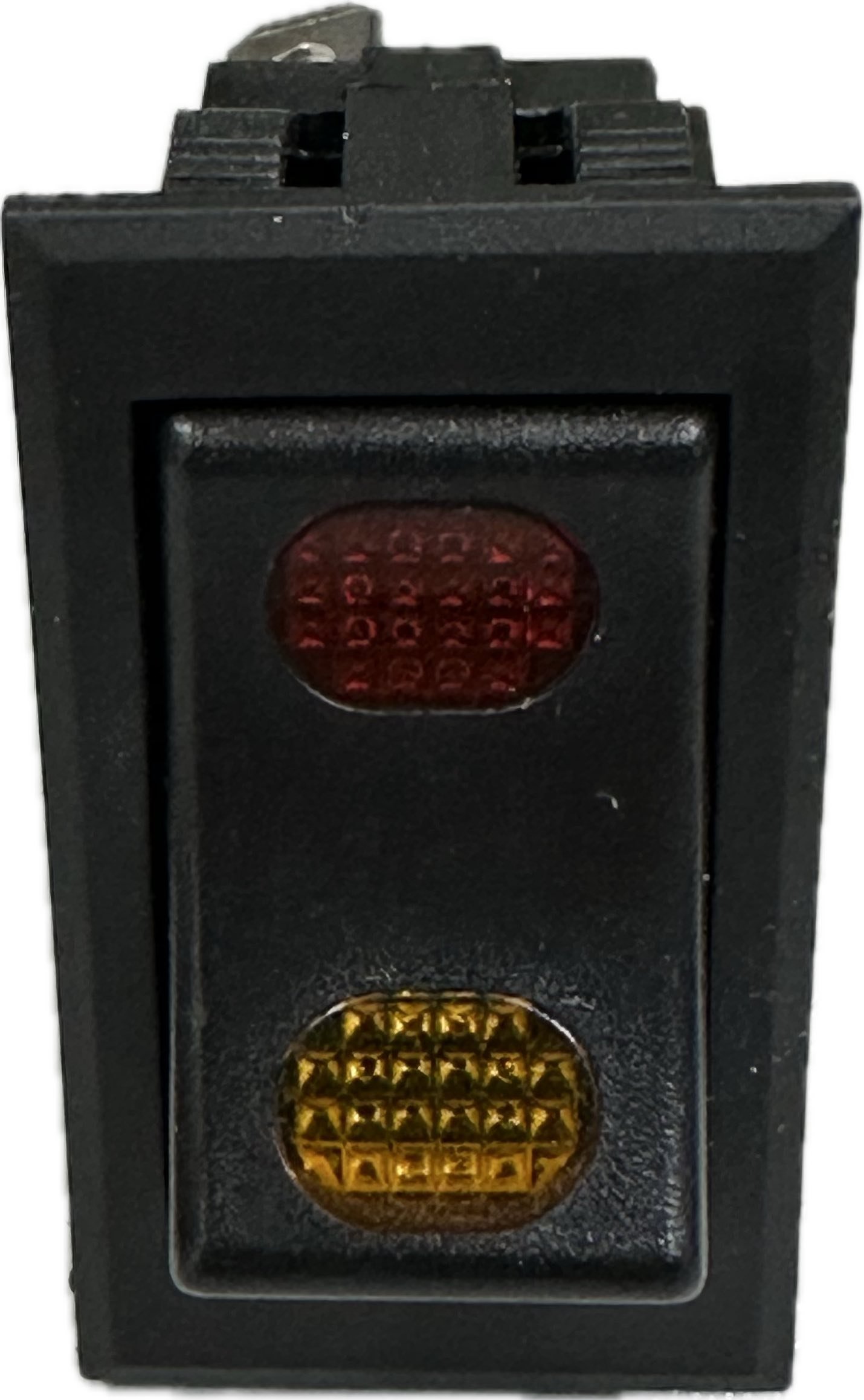 Кнопка ON-OFF-ON 4-конт. 10A 12V красно-желтым индикатором 45mm*25mm